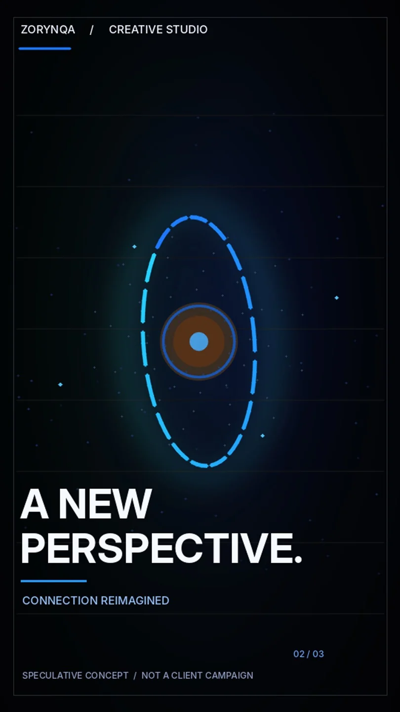 Blue futuristic technology orb and cinematic typography from Signal / Tomorrow concept film